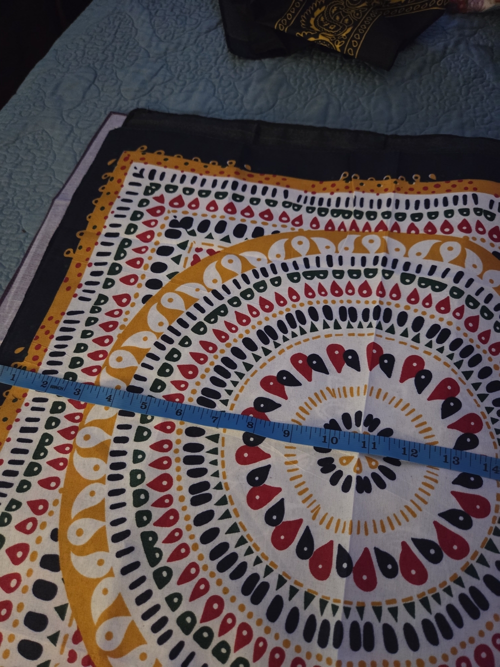 Colorful Boho Mandala Bandana Scarf - Red, Mustard, Green, Black